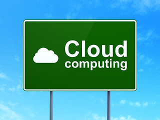 Image showing Cloud technology concept: Cloud Computing and Cloud on road sign background