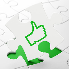 Image showing Social media concept: Thumb Up on puzzle background