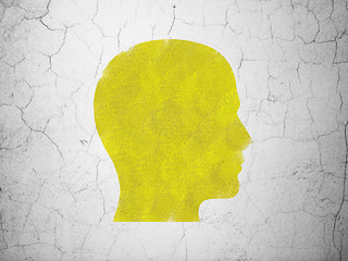 Image showing Advertising concept: Head on wall background