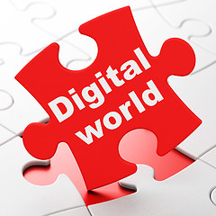 Image showing Data concept: Digital World on puzzle background