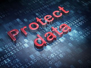 Image showing Protection concept: Red Protect Data on digital background