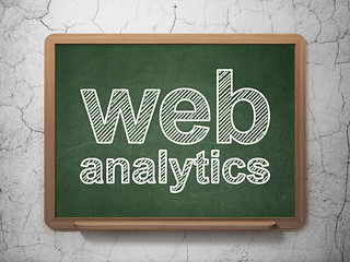 Image showing Web design concept: Web Analytics on chalkboard background