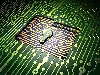 Image showing Business concept: Folder With Keyhole on circuit board background