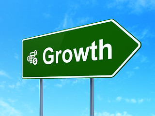 Image showing Business concept: Growth and Calculator on road sign background