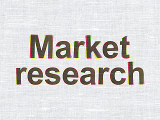 Image showing Advertising concept: Market Research on fabric texture background
