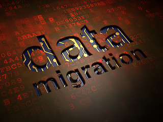 Image showing Information concept: Data Migration on digital screen background