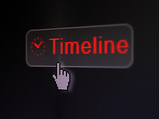 Image showing Timeline concept: Timeline and Clock on digital button background