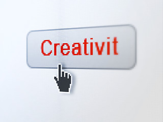 Image showing Advertising concept: Creativity on digital button background