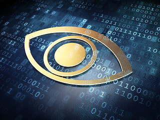 Image showing Safety concept: Golden Eye on digital background