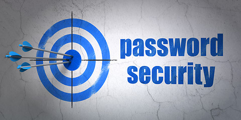 Image showing Protection concept: target and Password Security on wall background