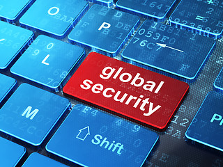 Image showing Privacy concept: Global Security on computer keyboard background