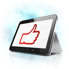 Image showing Social network concept: Thumb Up on tablet pc computer