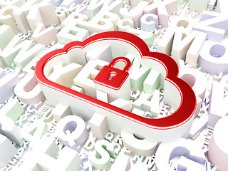 Image showing Cloud computing concept: Cloud With Padlock on alphabet background