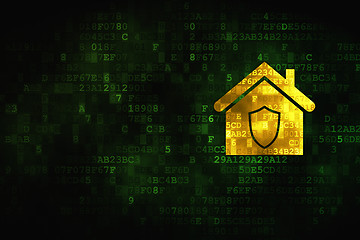 Image showing Protection concept: Home on digital background