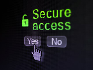 Image showing Protection concept: Opened Padlock icon and Secure Access on digital computer screen