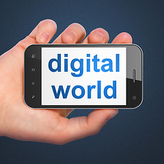 Image showing Information concept: Digital World on smartphone