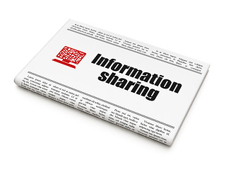 Image showing Information concept: newspaper with Information Sharing and Computer Pc