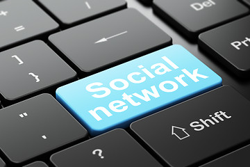 Image showing Social network concept: Social Network on computer keyboard background