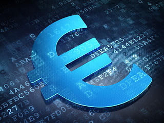 Image showing Currency concept: Blue Euro on digital background