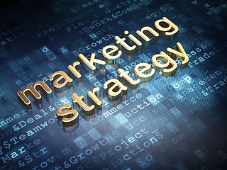 Image showing Advertising concept: Golden Marketing Strategy on digital background