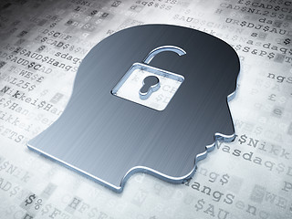 Image showing Finance concept: Silver Head With Padlock on digital background