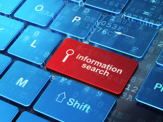 Image showing Information concept: Search and Information Search on computer keyboard background