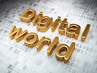 Image showing Information concept: Golden Digital World on digital background