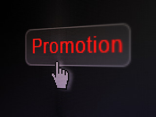 Image showing Marketing concept: Promotion on digital button background