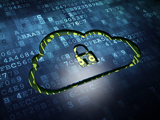 Image showing Cloud technology concept: Cloud With Padlock on digital screen background