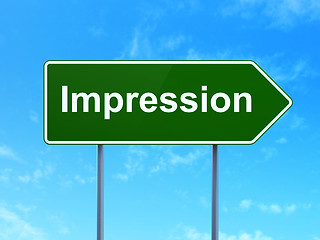 Image showing Marketing concept: Impression on road sign background