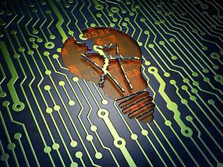 Image showing Finance concept: Light Bulb on circuit board background