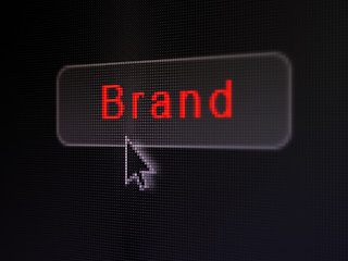 Image showing Advertising concept: Brand on digital button background