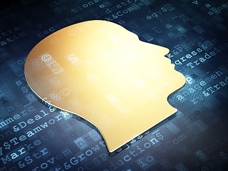 Image showing Marketing concept: Golden Head on digital background