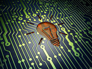 Image showing Business concept: Light Bulb on circuit board background