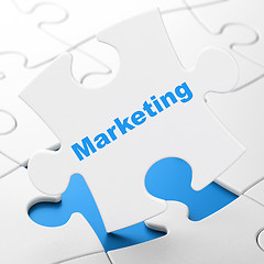 Image showing Marketing concept: Marketing on puzzle background