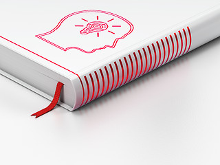 Image showing Marketing concept: closed book, Head With Lightbulb on white background