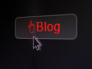 Image showing Web development concept: Blog and Mouse Cursor on digital button background