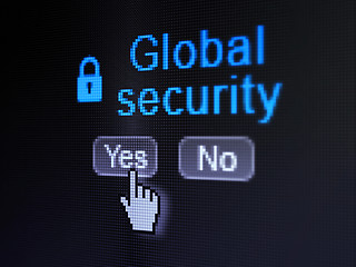 Image showing Privacy concept: Closed Padlock icon and Global Security on digital computer screen