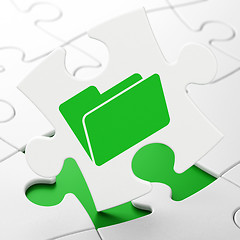 Image showing Business concept: Folder on puzzle background