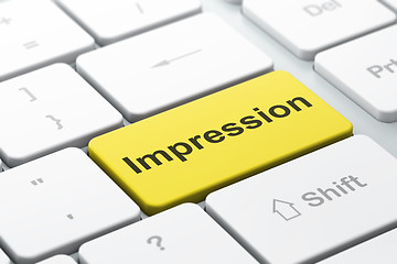 Image showing Marketing concept: Impression on computer keyboard background