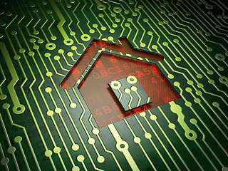 Image showing Finance concept: Home on circuit board background