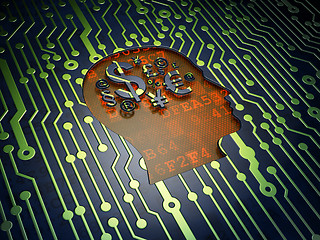 Image showing Education concept: Head With Finance Symbol on circuit board background