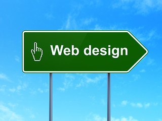 Image showing Web Design and Mouse Cursor on road sign background