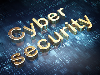 Image showing Safety concept: Golden Cyber Security on digital background