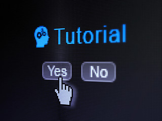 Image showing Education concept: Head With Gears icon and Tutorial on digital