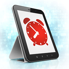 Image showing Timeline concept: Alarm Clock on tablet pc computer