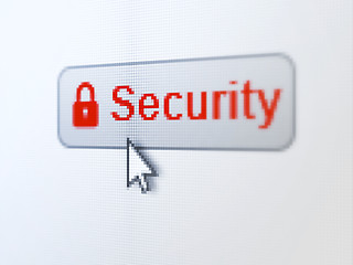 Image showing Protection concept: Security and Closed Padlock on digital button background