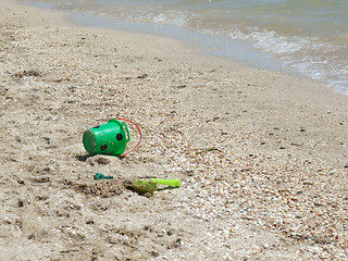 Image showing toy bucket and shovel, abandoned at the beach2