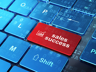 Image showing Advertising concept: Growth Graph and Sales Success on keyboard