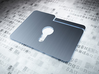 Image showing Business concept: Silver Folder With Keyhole on digital background